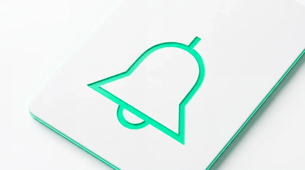 Is Polymarket safe — Bellwether mint bell glyph etched on white card, trust signal close-up