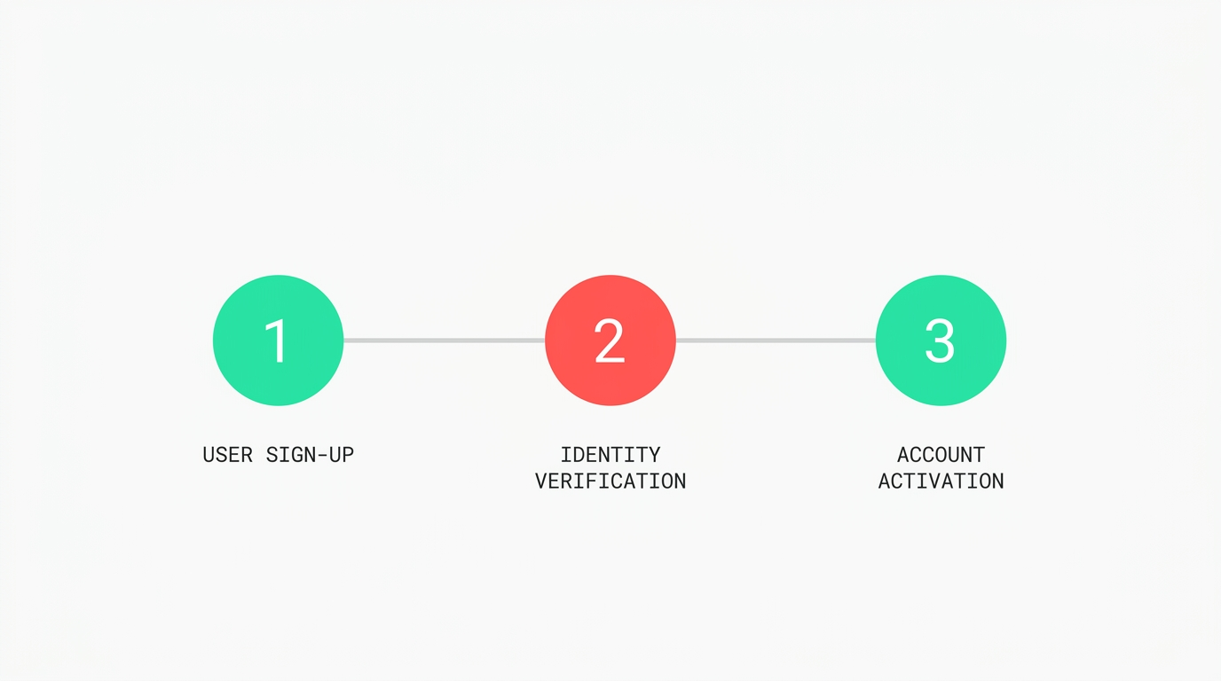 Sign-up steps: user sign-up, identity verification, account activation